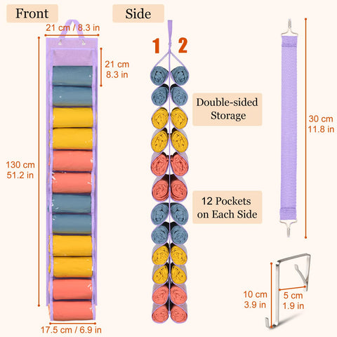 Lirex 24-Pocket Hanging Leggings Organiser – Black Oxford Cloth Closet Storage for Jeans, Shirts and Accessories