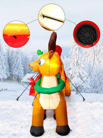 kalolary 8FT Inflatable Santa Sleigh with LED Lights – Christmas Outdoor Decoration