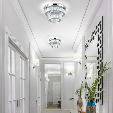 Modern Crystal LED Chandelier Flush Mount Ceiling Light 30cm 30W