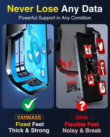 2025 VANMASS True Military-Grade Car Phone Holder Mount – Upgraded Strong Suction & Steel Vent Clip for Dashboard, Windshield, and Vent