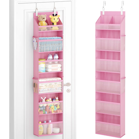 Lifewit 4-Tier Over Door Diaper Organiser, Beige – Space-Saving Hanging Nursery Storage with Mesh Windows