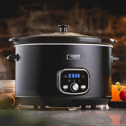 Cooks Professional 8L Digital Slow Cooker with Glass Lid, Cool Touch Handles, 2 Heat Settings, Keep Warm & Delay Timer