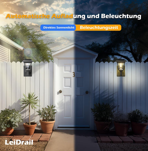 Solar Fence Lights Outdoor – 2 Pack Waterproof LED Wall Lights – Warm/Cold White – Garden, Patio & Yard Decor