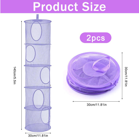 Hanging Mesh Storage Basket, 2 Pack, 5-Tier Foldable Toy Organiser in Pink – Make Room for More Play