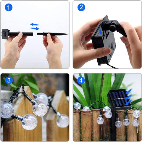 Solar Garden Lights Outdoor, 36ft 60 LED Solar String Lights Waterproof, Solar Powered Crystal Ball Indoor/Outdoor Fairy Lights Decorative Lights for Garden, Patio, Yard, Festival, Parties
