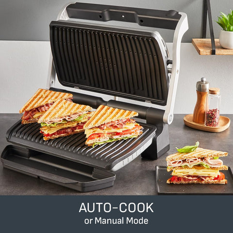 OptiGrill Plus XL Electric Grill – 9 Auto Cooking Programs, Non-Stick Removable Plates, Stainless Steel