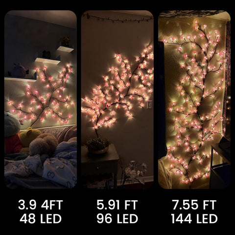 RuiDay 1.2m USB Cherry Blossom Tree Light – 48 LED Pink Sakura Branch Fairy Lights with 8 Lighting Modes & Timer for Bedroom, Wedding & Home Décor