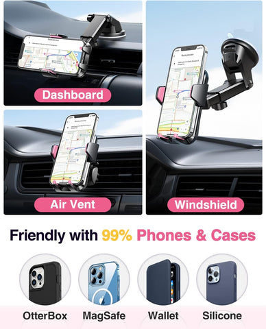 VANMASS Car Phone Holder 2025 Pink - 85+ lbs Strong Suction Mount