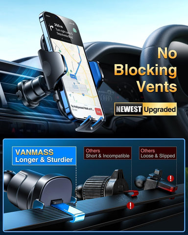 VANMASS Blue Car Phone Holder [Upgraded Suction & Clip] Universal Mount