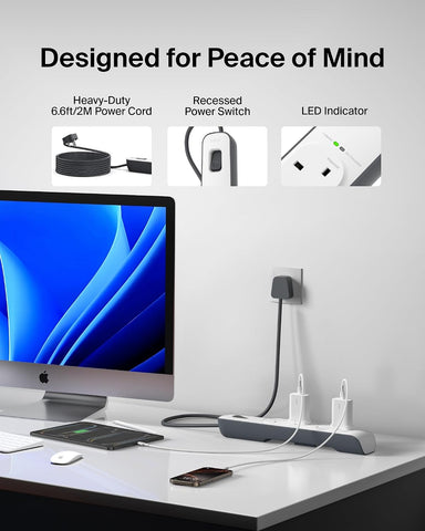 Belkin 4-Way Surge Protection Extension Lead 2m – White Power Strip with 4 Outlets – Keep Your Everyday Electronics Connected with Greater Peace of Mind