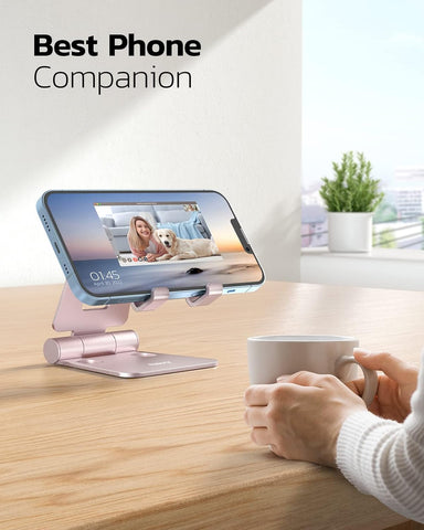 Adjustable Foldable Phone Stand for Desk Rose Gold