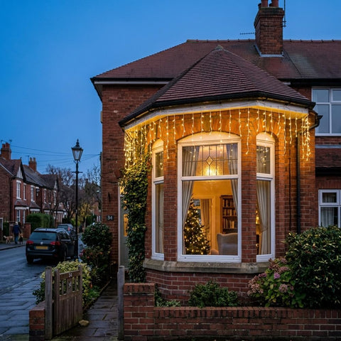 LightsGo Icicle Lights 120 LED 4M Warm White Christmas Lights – Waterproof Outdoor Fairy Lights with 8 Modes, Timer & 10M Lead - Turn Your Gutterline Into a Little Winter Wonderland