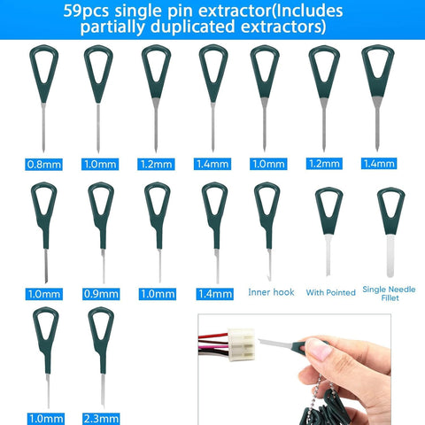 TERMINAL REMOVAL TOOL KIT 172 PCS DEPINNING TOOL ELECTRICAL CONNECTOR PIN REMOVAL TOOL SET WITH WATERPROOF PROTECTIVE BAG FOR AUTOMOTIVE & HOUSEHOLD USE