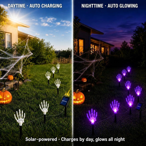 Halloween Yard Decor, 8Pcs Skeleton Hands Solar Stake Lights, Waterproof