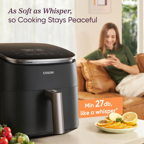 Air Fryer TurboBlaze 6L – Compact Oil-Free Cooker with 9 Functions, 5 Fan Speeds, 110+ Recipes, Non-Stick & Dishwasher Safe