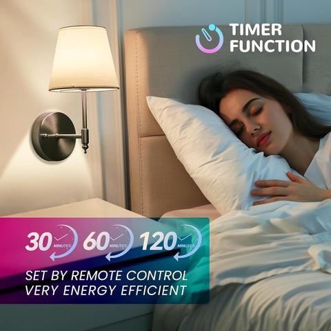 Brushed Nickel Battery Operated Wall Sconce Set of 2 with Remote