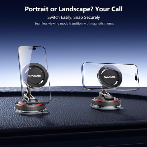 SYNCWIRE 3-Axis MagSafe Car Mount Matte Black | 360° Magnetic Phone Holder
