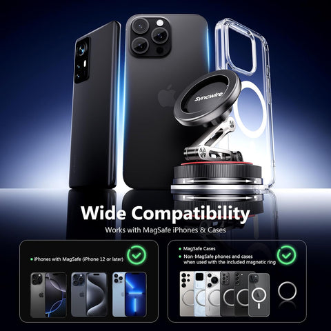 SYNCWIRE 3-Axis MagSafe Car Mount Matte Black | 360° Magnetic Phone Holder