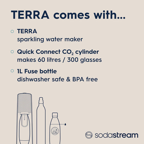 SodaStream Terra Sparkling Water Maker – Black – Quick Connect CO2 System – 60L