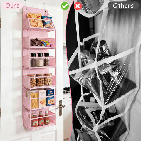 MOFASVIGI Over Door Storage Organiser, Beige – 6 Large Pockets with Clear PVC Windows for Space-Saving Home Organisation