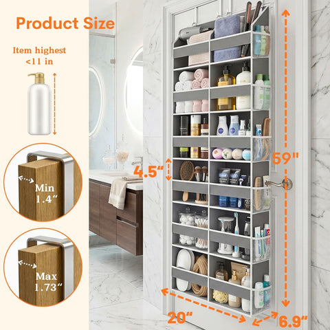 Ofiray-Home Over The Door Storage Organiser – 5-Tier, 10 Compartments, Pink Hanging Storage with 10 Side Pockets