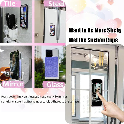 Leeneen 2PCS Silicone Suction Phone Case Mount – Light Pink