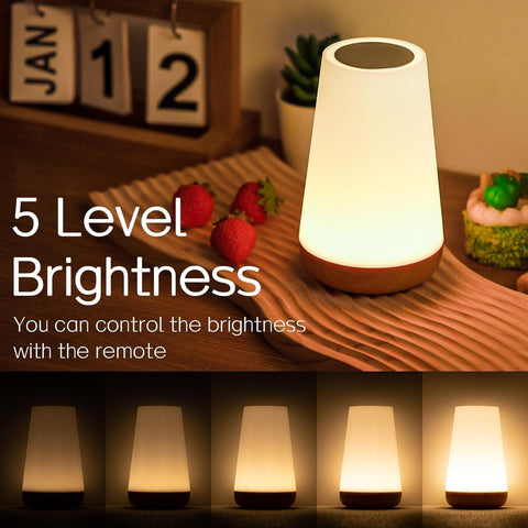 Ledivion LED Touch Bedside Table Lamp – RGB Colour Changing Rechargeable Night Light with Remote Control, 5 Brightness Levels & Timer