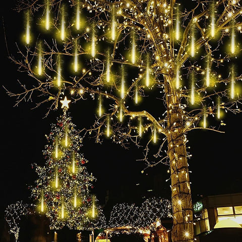Kwaiffeo Warm White 240 LED Meteor Shower Christmas Lights – Outdoor & Indoor Decor