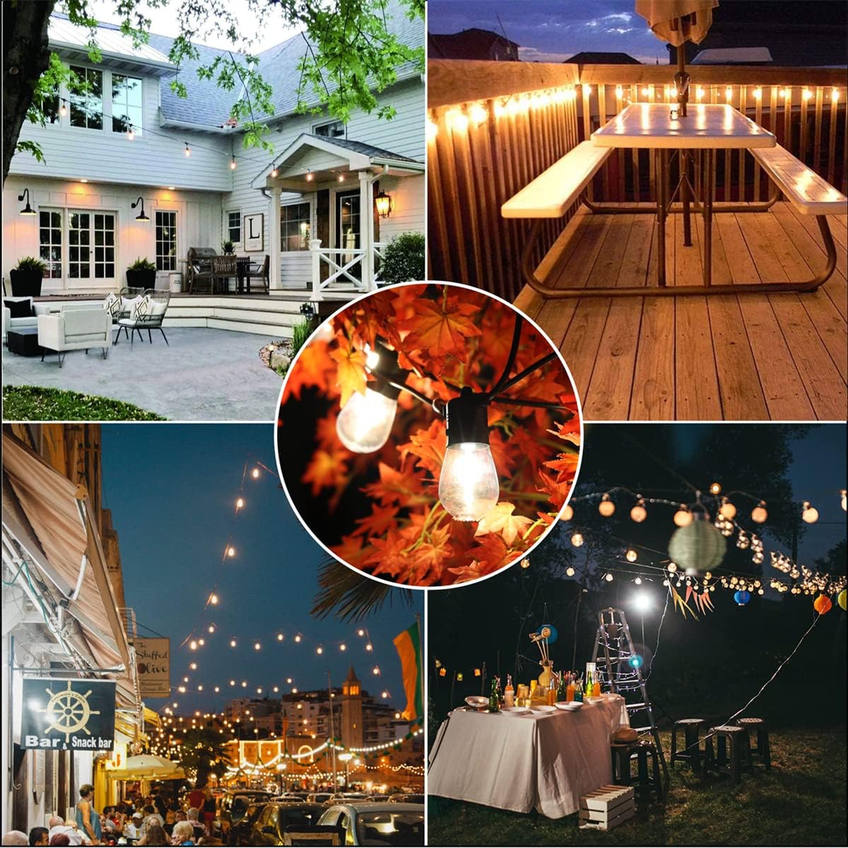 Outdoor Garden String Lights Mains Powered 100FT/30m, Waterproof IP65 Festoon Lights Outdoor with 30+2 LED Shatterproof Bulbs for Outside Terrace Patio Party Wedding Yard, 2700K Warm White
