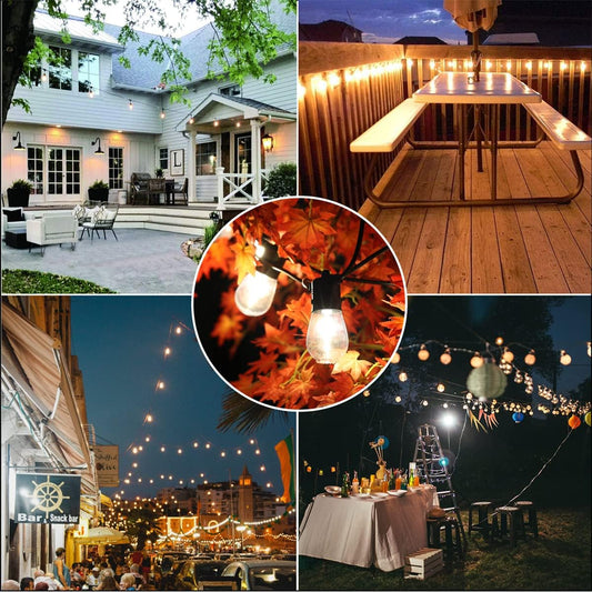 Outdoor Garden String Lights Mains Powered 100FT/30m, Waterproof IP65 Festoon Lights Outdoor with 30+2 LED Shatterproof Bulbs for Outside Terrace Patio Party Wedding Yard, 2700K Warm White
