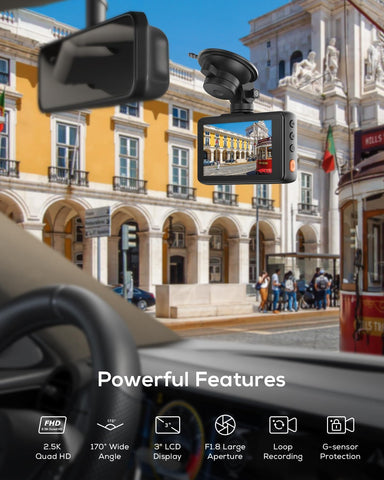 iZEEKER 2.5K QHD Dash Cam with 32GB Card & 3" IPS Display – Black
