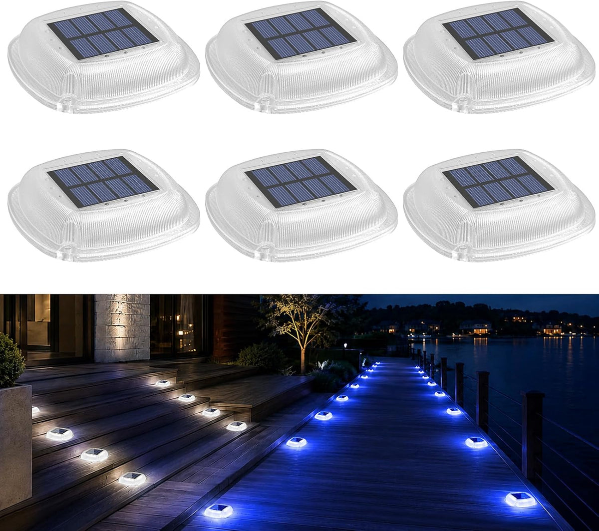 Solar Decking Lights Outdoor,2 Colours in 1 Solar Ground Lights with Stakes