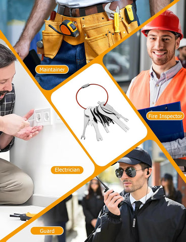 Emergency Light Test Key Set 11 Pack – Universal Mellbree Fish Key Set for Emergency Lighting Testing Systems – Heavy Duty Alloy Steel Braided Key Ring for Hospitals, Offices & Industrial Safety Compliance Tools