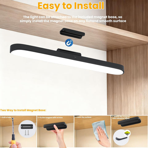 LED Under Cabinet Kitchen Light – Dimmable Wireless Magnetic Cupboard Light with 3 Colour Temperatures & Remote Control - Light Up The Corners You Use Every Day
