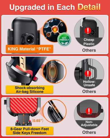 VANMASS Car Phone Holder Red – Universal Dashboard & Windscreen Mount