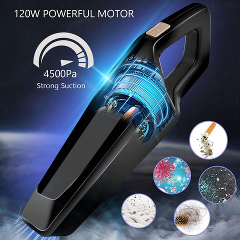 URAQT Handheld Cordless Vacuum Cleaner 120W Wet & Dry – Lightweight Portable Car & Home Hoover