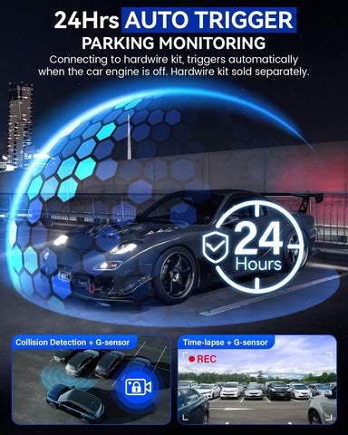 IIWEY Q5 Dual Channel 4K Dash Cam Front & Rear with WiFi and 64GB SD Card