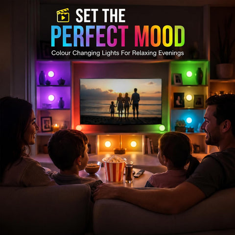 Lizzy LED Touch Lights 5 Pack with Remote Control – 12 Colour RGB Changing Battery Operated Stick-On Puck Lights for Kitchen, Wardrobe, Cupboard & Bedroom - Put the Glow Exactly Where Your Room Needs It
