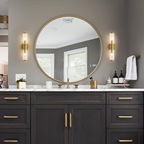 Vintage 2-Light Wall Sconce Indoor Gold Glass Lampshade