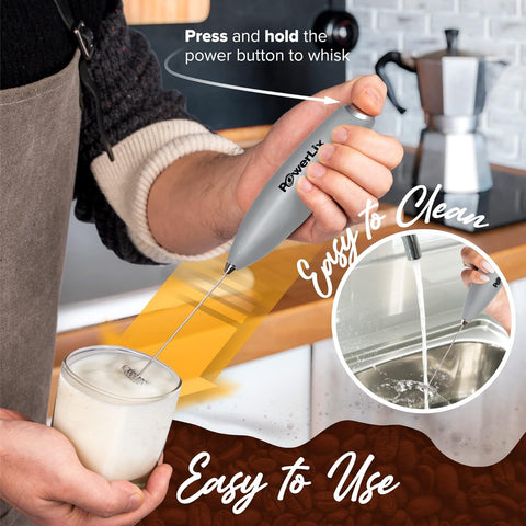 Milk Frother Handheld Whisk Electric Drink Mixer with Stand 19000RPM