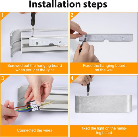 Indoor Led Wall Lights - 2 Pack 3000K/4500K/6000K Adjustable Color Temperature Wall Lights for Bedroom Living Room Kitchen Dining Room (Silvery-12 Inch, 2 Pack)