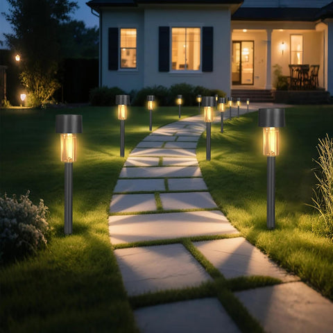 Hqynss Solar Lights Outdoor Garden,12 Pack Solar Stake Lights,Warm White