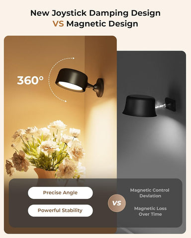 Wall Lights, LED Wall Lamp with 18 RGB Colors, 8000mAh Rechargeable Battery Operated, Touch and Remote Control,Dimmable Wireless Wall Sconces for Bedroom Indoor, 360° Rotation, Black
