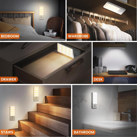 Rechargeable LED Motion Sensor Night Lights Indoor 2 Pack Dimmable