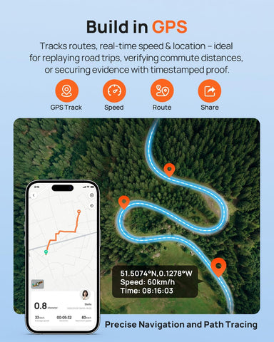 70mai Dash Cam A410 Front & Rear 2.5K+1080P with Night Vision, GPS, 64GB