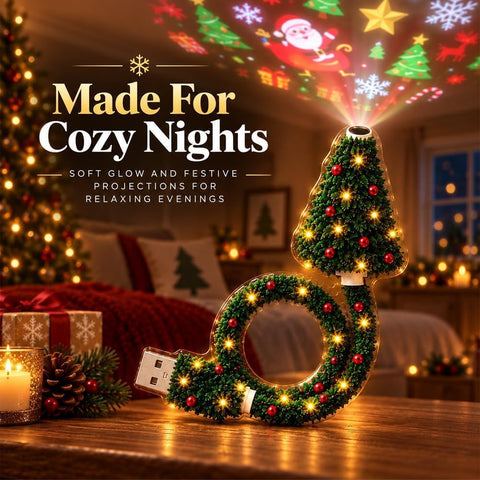 Christmas Projector Light – Plug and Play HD LED Christmas Projection Lamp with 6 Festive Scenes, USB Design for Walls, Ceilings & Holiday Decorations