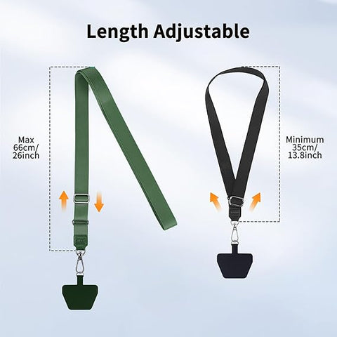 CACOE Universal Mobile Phone Chain - Adjustable Neck Strap for Smartphones Black+green