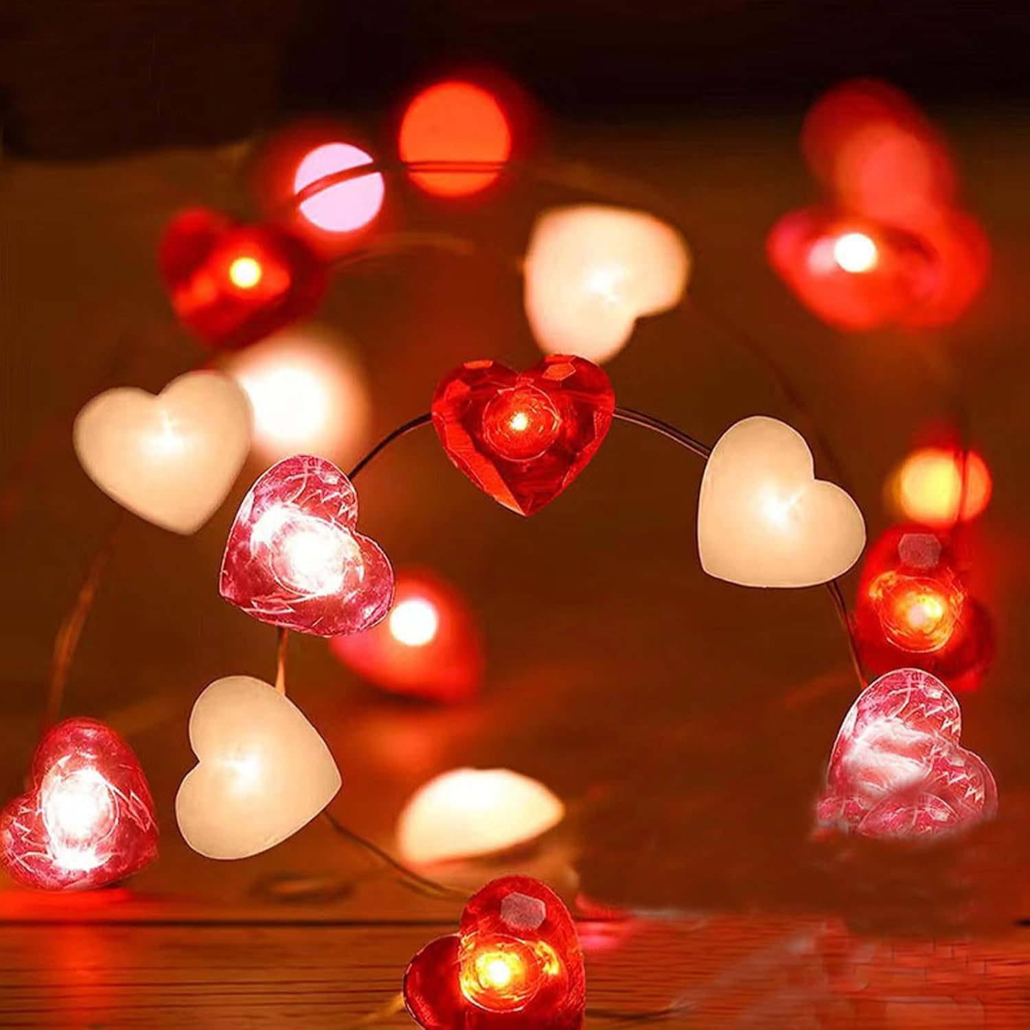 3 Color Love Heart String Lights 2m | Battery Powered Decor