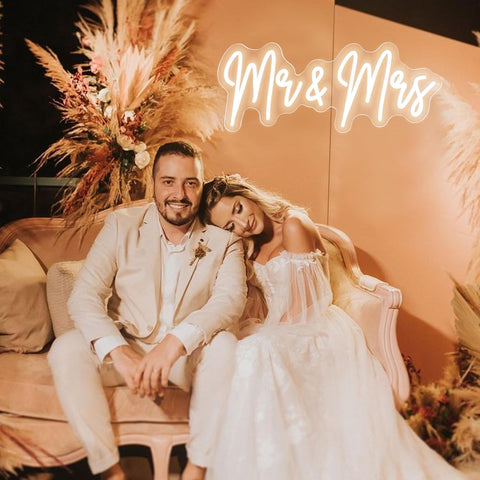 Mr and Mrs 20-Inch LED Neon Wedding Sign, Adjustable Brightness, Modern Decorative Light for Engagement, Bridal Shower, Anniversary, Hen Party and Wedding Reception Decor