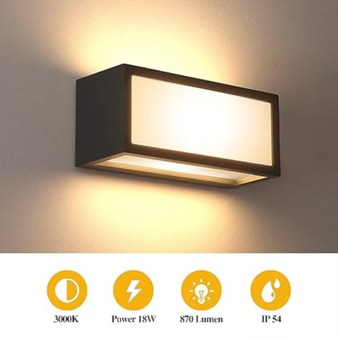 Outdoor wall light illuminating a patio, entrance, and walkway, demonstrating versatile placement options